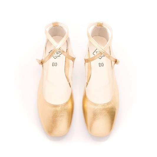 Ballerine in pelle oro