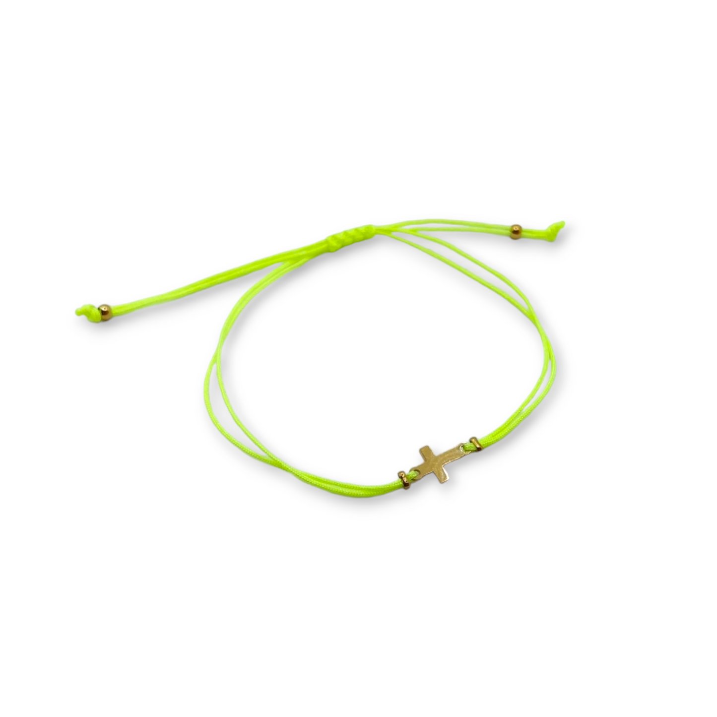 Bracciale giallo fluo con charm a forma di croce