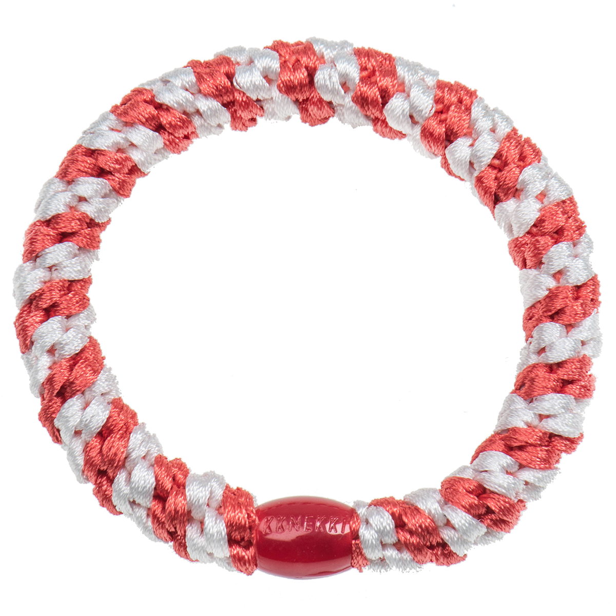 Elastico per capelli Kknekki white deep coral stripe