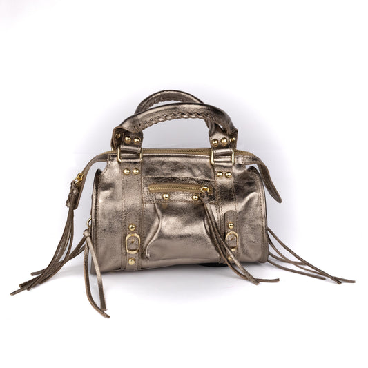 Borsa Mini Bag pelle metallizzata bronzo