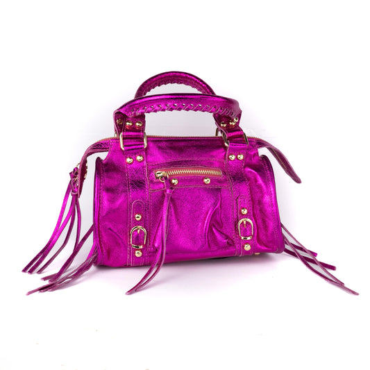 Borsa Mini Bag pelle metallizzata fuxia