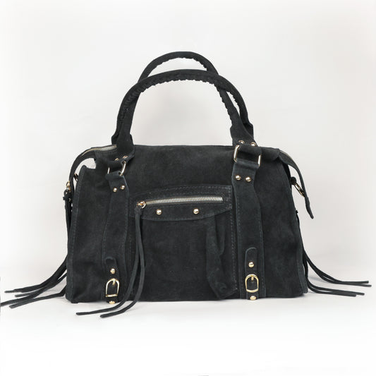 Borsa Maxi Bag pelle scamosciata nero