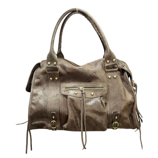 Borsa Maxi Bag pelle graffiata Taupe