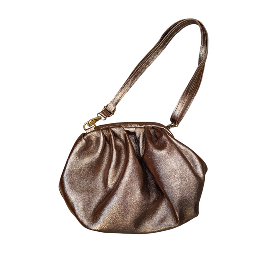 Borsetta pochette in pelle laminata bronzo