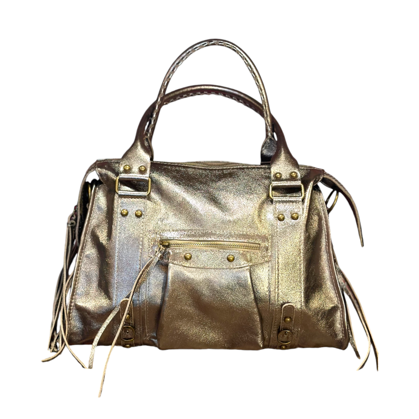 Borsa Maxi Bag pelle metallizzata bronzo