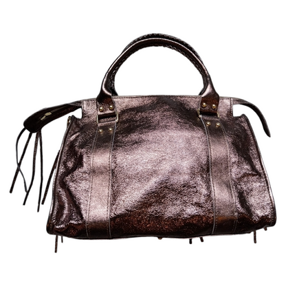 Borsa Maxi Bag pelle metallizzata marrone