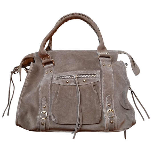 Borsa Maxi Bag pelle scamosciata Taupe